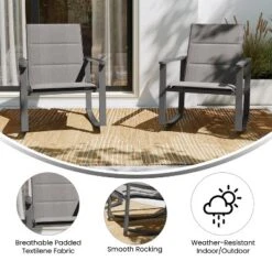 Emma And Oliver Set Of 2 Outdoor Rocking Chairs With Flex Comfort Material And Metal Frame -Home office GUEST ef4b73ae f415 4db1 ba3b 76aba9921265