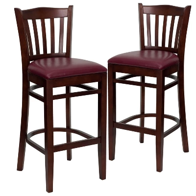 Emma And Oliver 2 Pack Vertical Slat Back Wooden Restaurant Barstool 15 Emma And Oliver 2 Pack Vertical Slat Back Wooden Restaurant Barstool - Image 15
