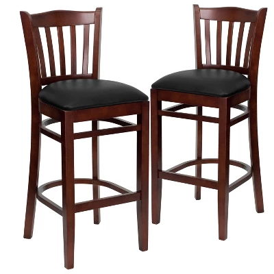 Emma And Oliver 2 Pack Vertical Slat Back Wooden Restaurant Barstool 9 Emma And Oliver 2 Pack Vertical Slat Back Wooden Restaurant Barstool - Image 9