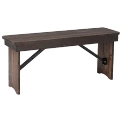 Emma And Oliver 40" X 12" Antique Rustic Solid Pine Folding Farm Bench - Portable Bench -Home office GUEST f2b47ff4 fc64 41ee b5a2 08e74b590d63