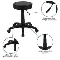 Emma And Oliver Black Adjustable Doctors Stool On Wheels With Ergonomic Molded Seat -Home office GUEST f2f61cba 78e9 4278 9c4a 33ef2fefefb1