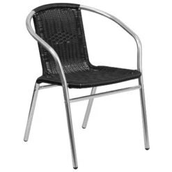Emma And Oliver Commercial Aluminum/Rattan Restaurant Dining Stack Chair -Home office GUEST f31d735f 84c7 422b bc73 c3e887ad64f2
