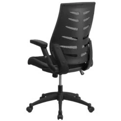 Emma And Oliver High Back Black Mesh Swivel Ergonomic Office Chair With Adjustable Flip-Up Arms -Home office GUEST f3caed78 a311 4711 bea5 31f41c967e55