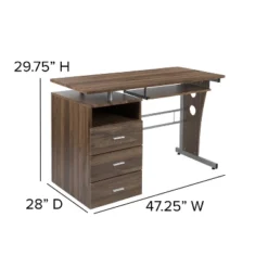 Emma And Oliver Desk With Three Drawer Single Pedestal And Pull-Out Keyboard Tray 14 Emma And Oliver Desk With Three Drawer Single Pedestal And Pull-Out Keyboard Tray -Home office GUEST f419dc90 26fb 4dd2 942c effd26f3237c