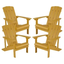 Emma And Oliver 4 Pack Outdoor All-Weather Poly Resin Wood Adirondack Chairs 34 Emma And Oliver 4 Pack Outdoor All-Weather Poly Resin Wood Adirondack Chairs -Home office GUEST f4d990a6 1c55 4141 b94e f67af8b4bb72