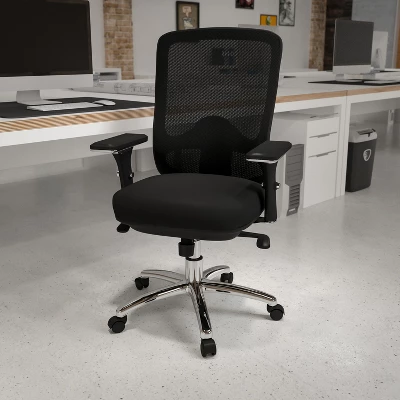 Emma And Oliver 24/7 350 Lb. Big & Tall Black Mesh Synchro-Tilt Swivel Ergonomic Office Chair 1 Emma And Oliver 24/7 350 Lb. Big & Tall Black Mesh Synchro-Tilt Swivel Ergonomic Office Chair