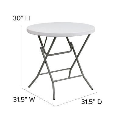 Emma And Oliver 2.63-Foot Round Granite White Plastic Folding Table - Event Table 3 Emma And Oliver 2.63-Foot Round Granite White Plastic Folding Table - Event Table - Image 3