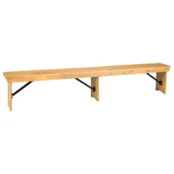 Emma And Oliver 8' X 12" Antique Rustic Solid Pine Folding Farm Bench - Portable Bench -Home office GUEST f6b0c9c3 e3c2 4f74 b27c c584cca9a41e