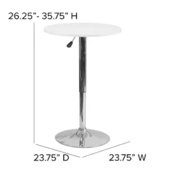 Emma And Oliver 23.75" Round 26.25" - 35.75 Adjustable Height White Wood Table -Home office GUEST f7006e39 4041 48ef b609 ab6f161b0a14