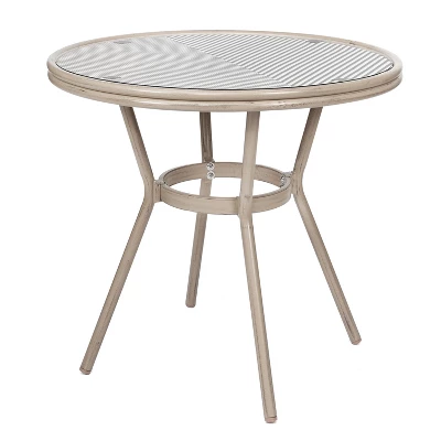 Emma & Oliver Massalia Indoor/Outdoor Bistro Style 31.5 In. Table With Textilene, Glass Top, And Four Chairs - Metal Frame 6 Emma & Oliver Massalia Indoor/Outdoor Bistro Style 31.5 In. Table With Textilene, Glass Top, And Four Chairs - Metal Frame - Image 6
