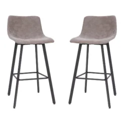 Emma And Oliver Set Of Two 30" Modern Upholstered Barstools, Matte Metal Frames And Plastic Floor Glides -Home office GUEST f74fa748 6bff 4c64 a765 2b809670bf60