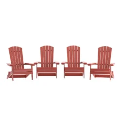 Emma And Oliver Set Of 4 Indoor/Outdoor Poly Resin Folding Adirondack Chairs, All-Weather Chairs For Porch, Patio, Or Sunroom -Home office GUEST f874f89d 8fa5 4f91 8f75 75cf86a8da38