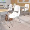 Emma And Oliver White Ergonomic Shell Student Stack Chair - Classroom Chair / Office Guest Chair