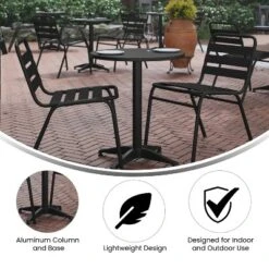 Emma And Oliver 23.5'' Round Aluminum Indoor-Outdoor Table Set With 2 Slat Back Chairs 18 Emma And Oliver 23.5'' Round Aluminum Indoor-Outdoor Table Set With 2 Slat Back Chairs -Home office GUEST f90dad55 9728 4f3c beb4 1279951aca4c