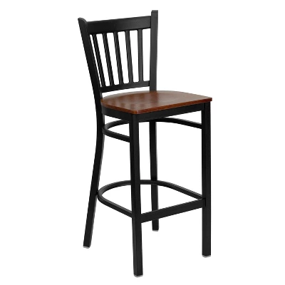 Emma And Oliver Black Vertical Back Metal Restaurant Dining Barstool 13 Emma And Oliver Black Vertical Back Metal Restaurant Dining Barstool - Image 13