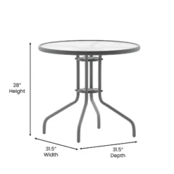 Emma And Oliver 31.5" Round Tempered Glass Metal Table With Smooth Ripple Design Top -Home office GUEST f96d8597 e566 4b1f 9836 0848348f07e7