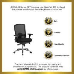 Emma And Oliver 24/7 350 Lb. Big & Tall Black Mesh Synchro-Tilt Swivel Ergonomic Office Chair 19 Emma And Oliver 24/7 350 Lb. Big & Tall Black Mesh Synchro-Tilt Swivel Ergonomic Office Chair -Home office GUEST f971abae e05a 4613 b27c a7881b6a9b97