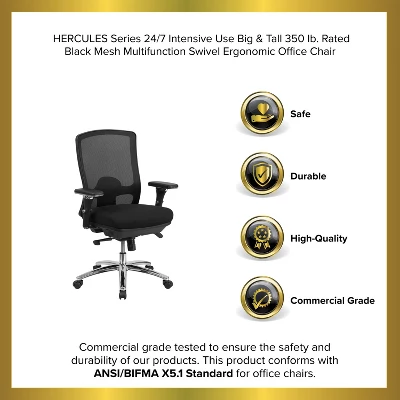 Emma And Oliver 24/7 350 Lb. Big & Tall Black Mesh Synchro-Tilt Swivel Ergonomic Office Chair 10 Emma And Oliver 24/7 350 Lb. Big & Tall Black Mesh Synchro-Tilt Swivel Ergonomic Office Chair - Image 10