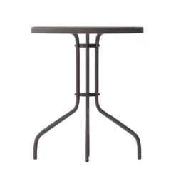 Emma And Oliver 23.75" Round Tempered Glass Metal Table With Smooth Ripple Design Top -Home office GUEST f986470f cfd4 46dc 8e64 216d3061b250