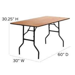 Emma And Oliver 5-Foot Rectangular Wood Folding Banquet Table With Clear Coated Finished Top -Home office GUEST f9d9d1bd c147 4e9f 92e0 3ea56671b2d8
