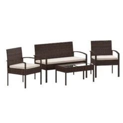 Emma And Oliver 4 Piece Patio Set With Steel Frame And Cushions - Outdoor Seating
