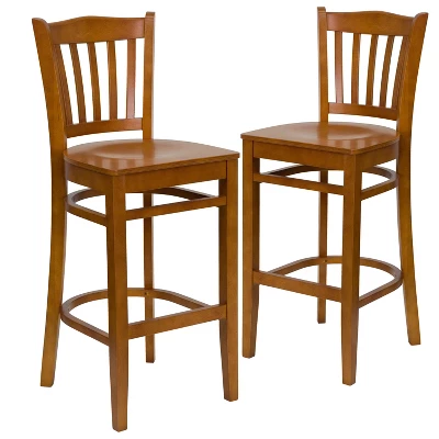 Emma And Oliver 2 Pack Vertical Slat Back Wooden Restaurant Barstool 8 Emma And Oliver 2 Pack Vertical Slat Back Wooden Restaurant Barstool - Image 8