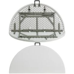 Emma And Oliver 4-Foot Round Bi-Fold Granite White Plastic Event Folding Table With Handle -Home office GUEST fb130b4a 7d18 4d03 9609 cb61f3edee98