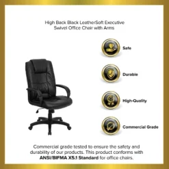 Emma And Oliver High Back Multi-Line Stitch Executive Swivel Office Chair With Arms -Home office GUEST fb25934e 1a04 4620 93d6 9bf20bd4f939