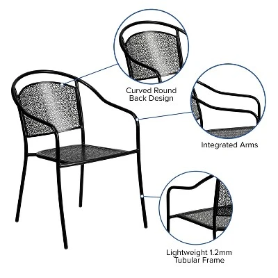 Emma And Oliver Commercial Grade 5 Pack Indoor-Outdoor Steel Patio Arm Chair With Round Back 3 Emma And Oliver Commercial Grade 5 Pack Indoor-Outdoor Steel Patio Arm Chair With Round Back - Image 3