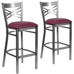 Emma And Oliver 2 Pack Clear Coated "X" Back Metal Restaurant Barstool -Home office GUEST fb5f6dbd 9056 4f74 9f65 4ca47d02e5cf