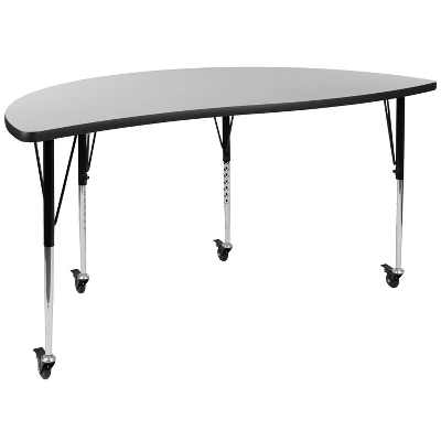 Emma And Oliver Mobile 60" Half Circle Wave Collaborative Grey Adjustable Height Activity Table 10 Emma And Oliver Mobile 60" Half Circle Wave Collaborative Grey Adjustable Height Activity Table - Image 10