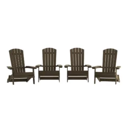 Emma And Oliver Set Of 4 Indoor/Outdoor Poly Resin Folding Adirondack Chairs, All-Weather Chairs For Porch, Patio, Or Sunroom -Home office GUEST fc2457c0 8a93 4b03 81e1 849cbfc17c68