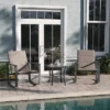 Emma And Oliver 3 Piece Outdoor Rocking Chair Patio Set With Flex Comfort Material And Metal Framed Glass Top Table
