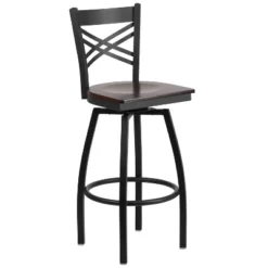 Emma And Oliver Black "X" Back Swivel Metal Restaurant Dining Barstool -Home office GUEST fea69a40 03f2 4008 afde 66c032c9bef7