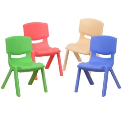 Emma And Oliver 4 Pack Plastic Stackable Pre-K/School Chairs With 10.5"H Seat -Home office GUEST fee0bd81 abcd 4e42 8d74 68f912be0f20